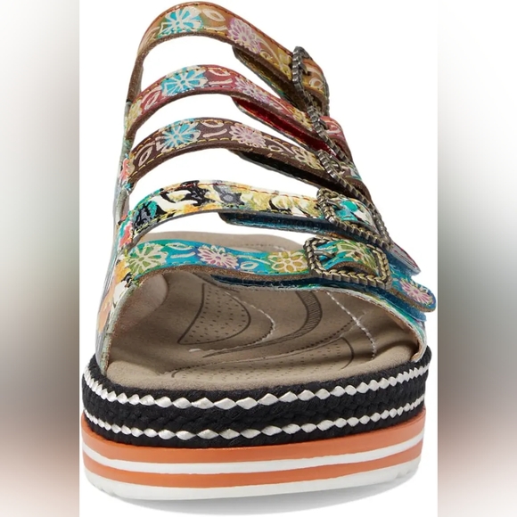 NWT L'Artiste Spring Step Zazzera Sandals Floral Leather Size EU 37/ US 6.5 - Picture 2 of 13